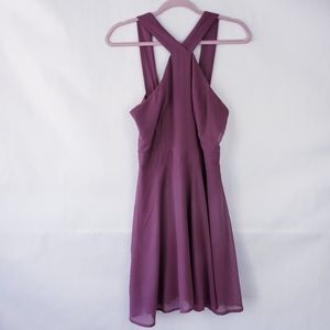 Charlotte Russe Womens Dress High Neck Purple Size Medium lined sheer